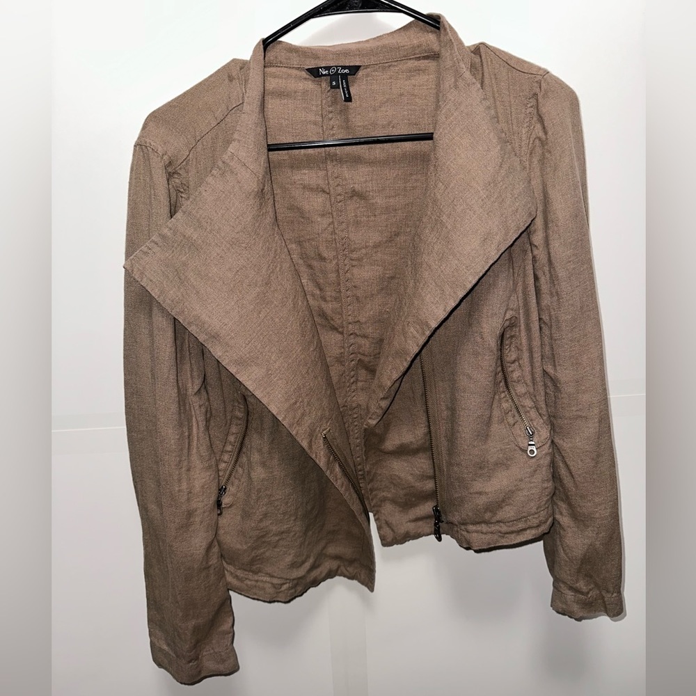 Nic + Zoe brown linen jacket blazer